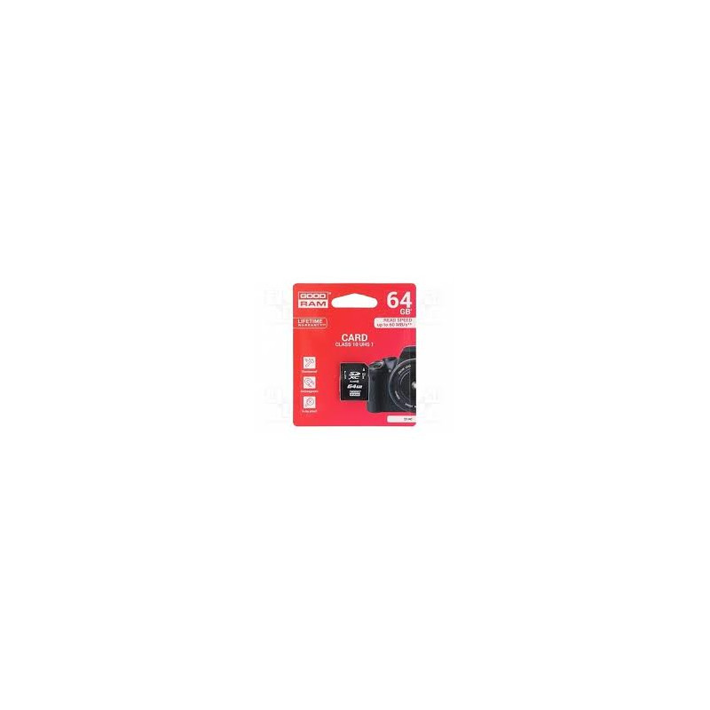 64gb scheda micro sdhc goodram cl10 + adattatore + lettore di schede