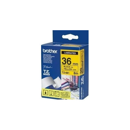 Nastro brother tz-e661 36mmx8mt nero/giallo [tz-e661]