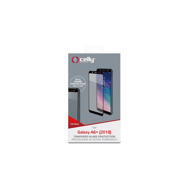 Vetro celly per galaxy a6 plus full glass nero [fullglass738bk]