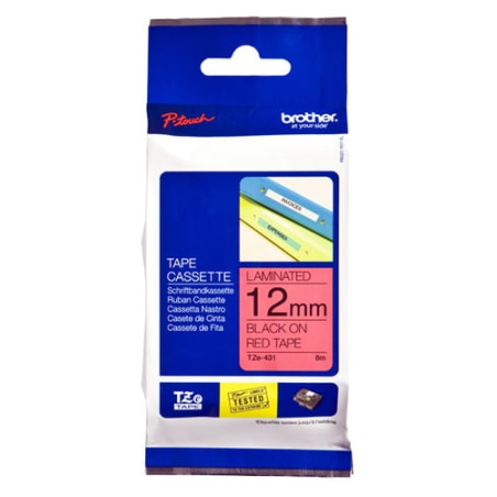 Nastro brother tze-431 12mmx8mt nero/rosso [tze-431]