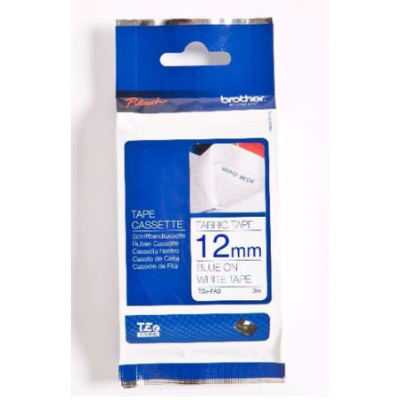 Nastro brother tze-fa3 12mmx3mt blu/bianco tessuto [tze-fa3]