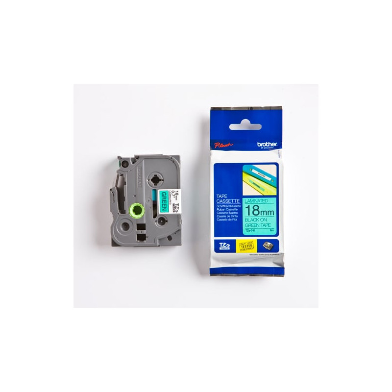 Nastro brother tze741 18mmx8mt nero/verde [tze-741]