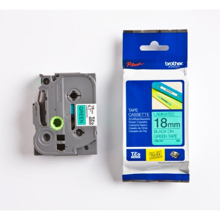 Nastro brother tze741 18mmx8mt nero/verde [tze-741]