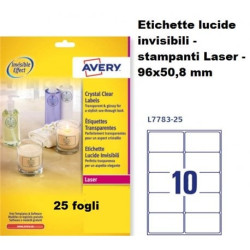 Etichette lucide avery invisibili 96x50.8mm 25fogli [l7783-25]