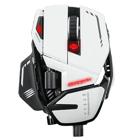 Mouse gaming mad catz r.a.t. 8+ bianco [mr05dcinwh000-0]