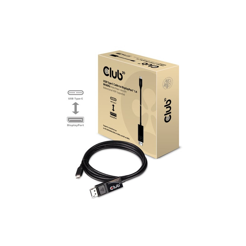 Cavo club 3d usb-c 3.1 a displayport 1.4 hdr 8k 60hz 1.8m [cac-1557]