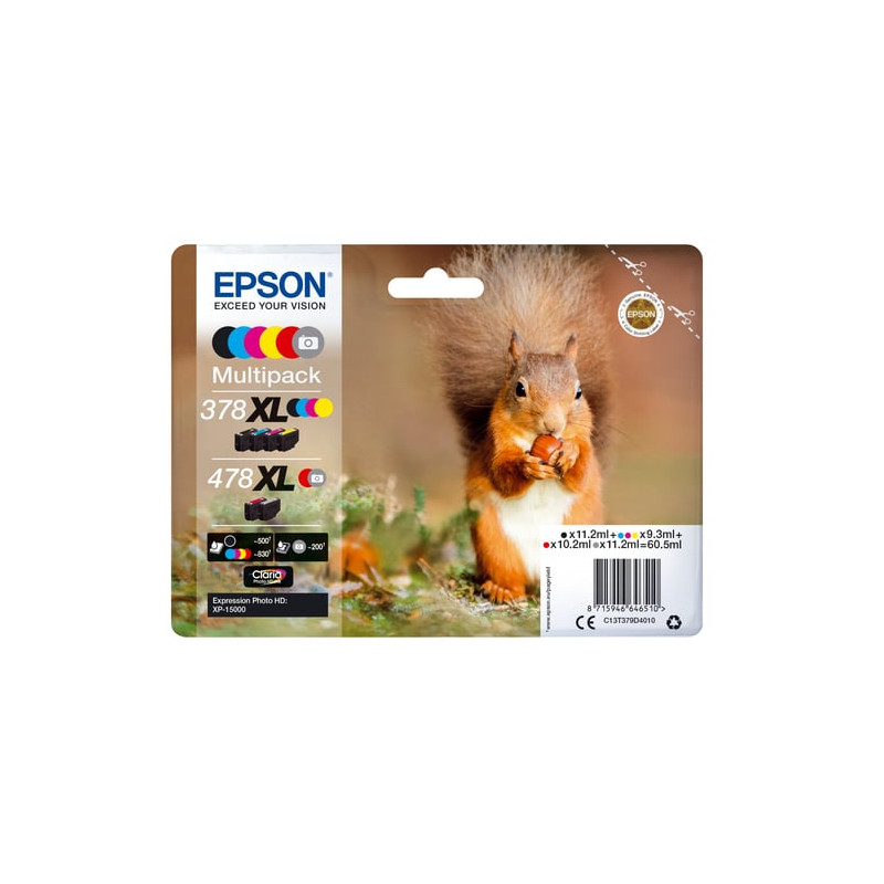 Cartuccia epson multipack 6 378xl/478xl photo hd [c13t379d4020]