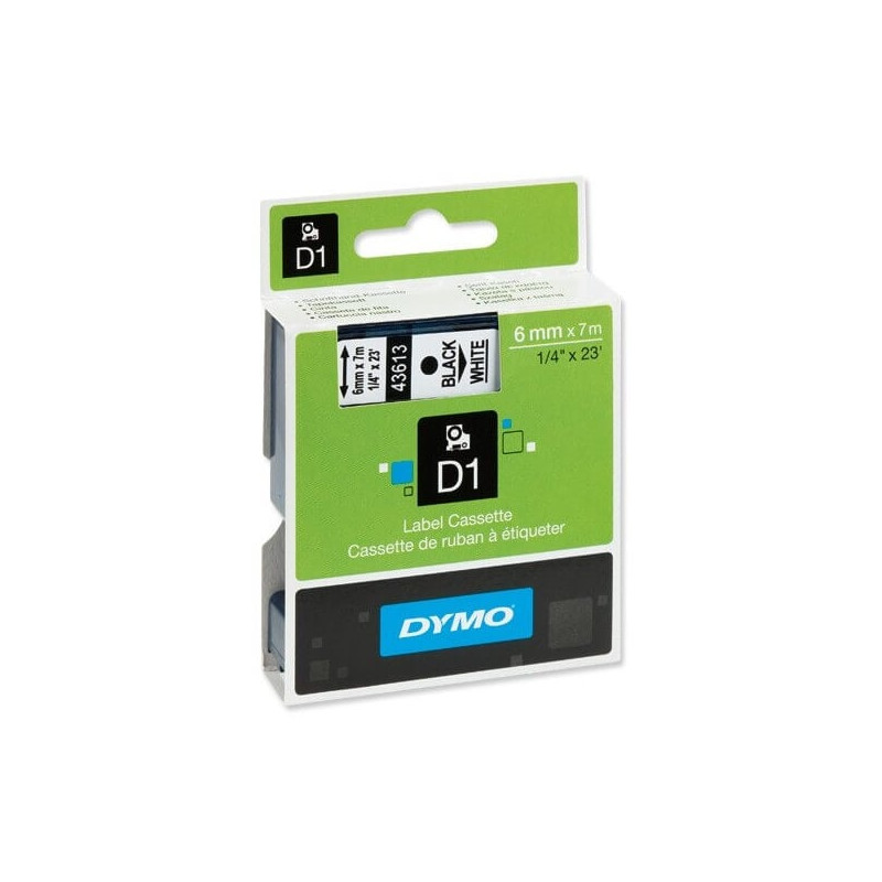 Nastro dymo tipo d1 (6mmx7mt) nero/bianco 436130 [s0720780]