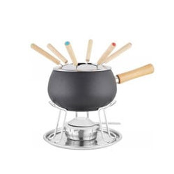 Set fonduta eva smaltata, set 12 pezzi, nero opaco