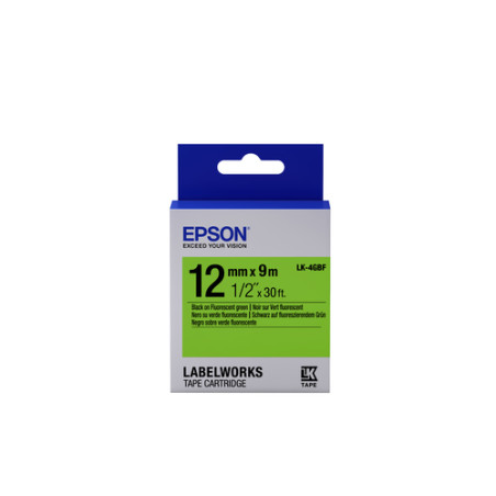 nastro etichette epson lk4gbf fluorescent 12x9 nero/verde [c53s654018]