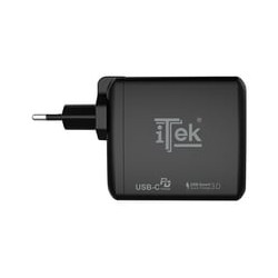 Alimentatore da muro itek da 60w, 6a(2x3a) con 2 porte: 1xtype-c