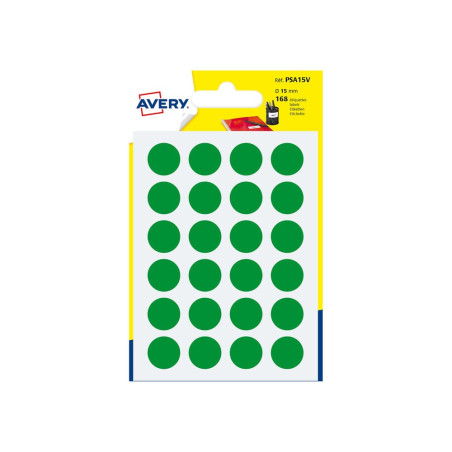 Etichette rotonde avery cf168bollini 15mm 7 fogli verde 168pz [psa15v]