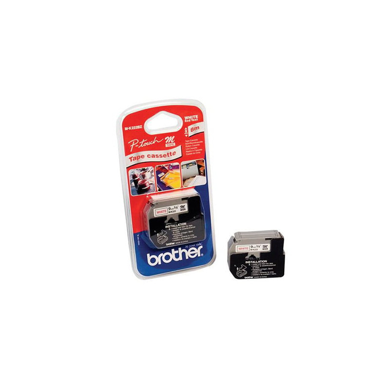 Nastro di stampa a colore originale brother m 9mm rosso/bianco [mk222bz]
