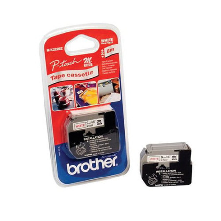 Nastro di stampa a colore originale brother m 9mm rosso/bianco [mk222bz]