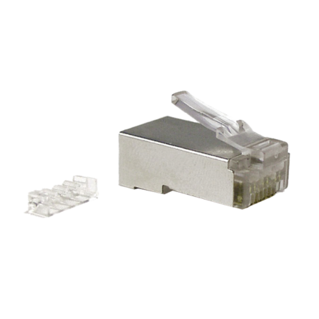 Plug rj45 a-lan kat.6 stp 100 pezzi, argento [wt107]