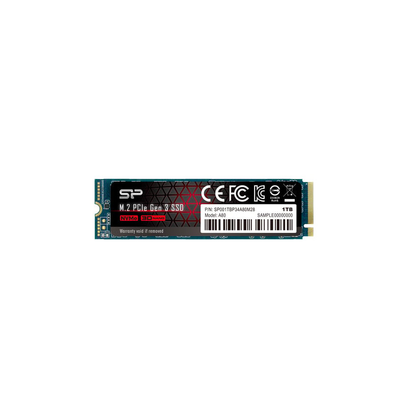 Ssd 1tb silicon power p34a80 m.2 pcie gen3 x4 nvme, 3200/3000 mb/s
