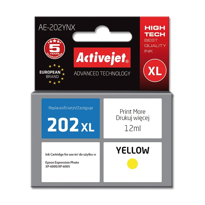Cartuccia activejet per epson 202xl h44010 12ml giallo [ae-202ynx]