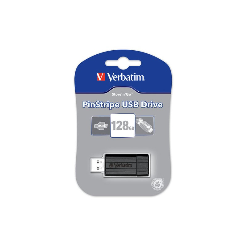 pen drive 128gb verbatim pinstripe usb 2.0 nero