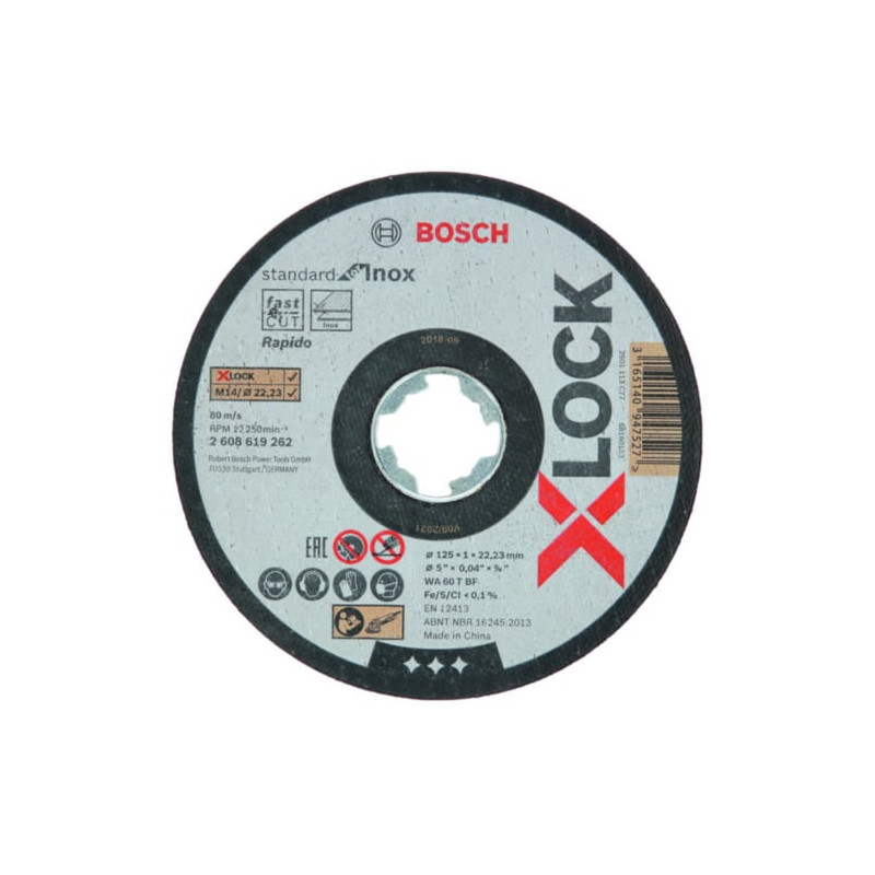 Disco da taglio bosch x-lock cutting disc set 10x125x1mm std