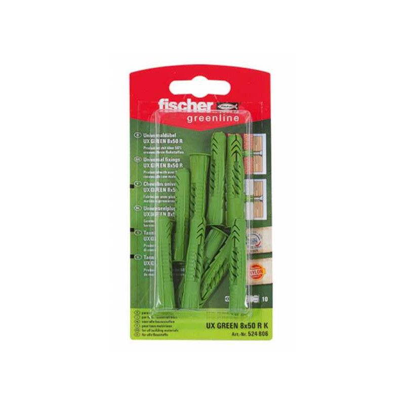 Tassello fischer ux green 8x50 r k 10pz verde [524806]
