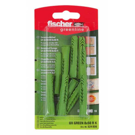 Tassello fischer ux green 8x50 r k 10pz verde [524806]