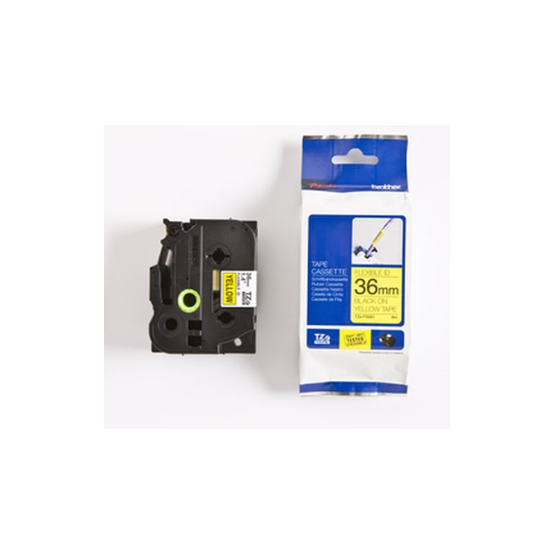 Nastro etichettatrice brother 36mm black on yellow flexible id [tzefx661]