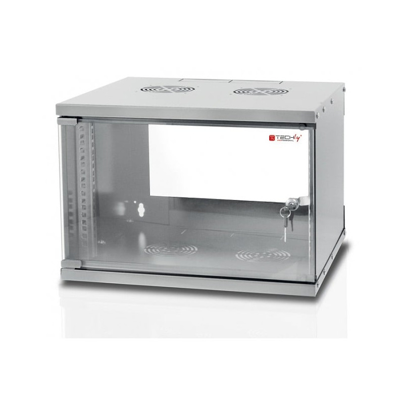 Armadio rack 19'' a muro techly 9u prof. 450 grigio assemblato