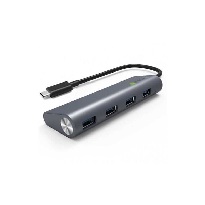 Hub usb tecly usb-c superspeed 4 porte usb3.0 con pd, alluminio