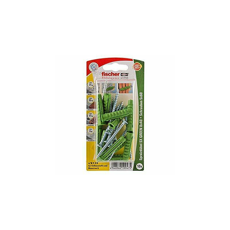 Tassello fischer sx verde 8x40 s k 10pz verde [524823]