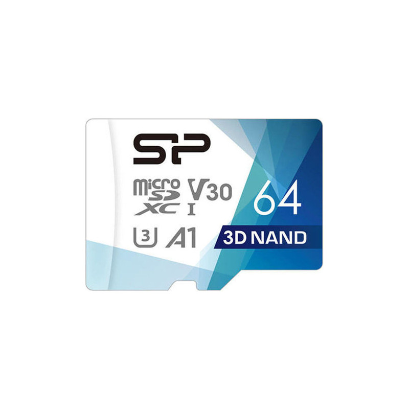 64gb scheda sdxc silicon power superior pro v30 + adattatore nero
