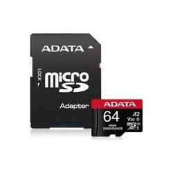 64gb scheda microsd adata 64gb + adattatore nero [ausdx64gui3v30sha2-r]