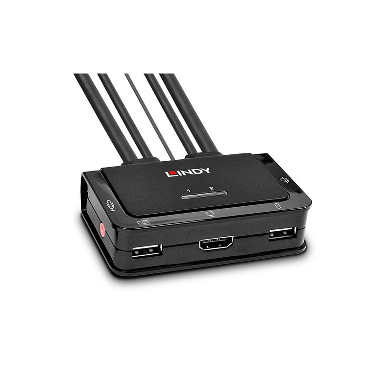 Cavo lindy hdmi 2.0 e cavo audio kvm s, 2 porte, usb 2.0 [42345]