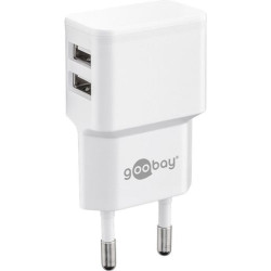 Alimentatore da rete goobay 2 porte usb-a slim design 12w bianco