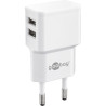 Alimentatore da rete goobay 2 porte usb-a slim design 12w bianco