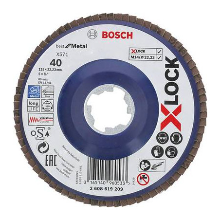 Bosch accessories 2608619209 disco abrasivo lamellare x-lock,
