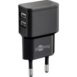 Alimentatore da rete goobay 2.4a 2xusb-a 12w nero
