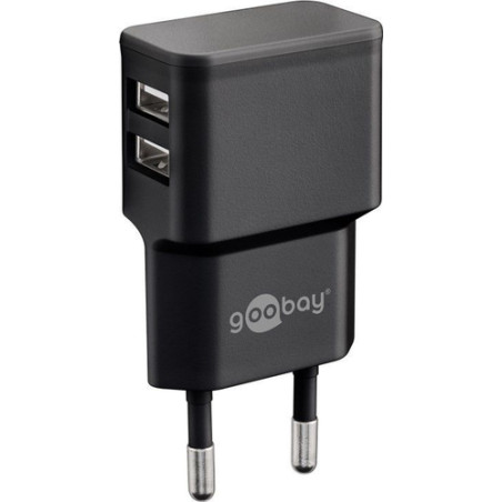 Alimentatore da rete goobay 2.4a 2xusb-a 12w nero