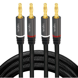 Cavo altoparlanti logilink 2x2 spinotti a banana nero 5m