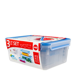 Set contenitori cibo emsa food clip 508567 set 3 pz. trasparente/azzurro