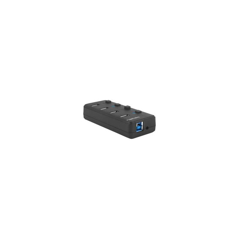 Natec hub usb 3.0 mantis2, 4-ports on/off with ac adapter, black