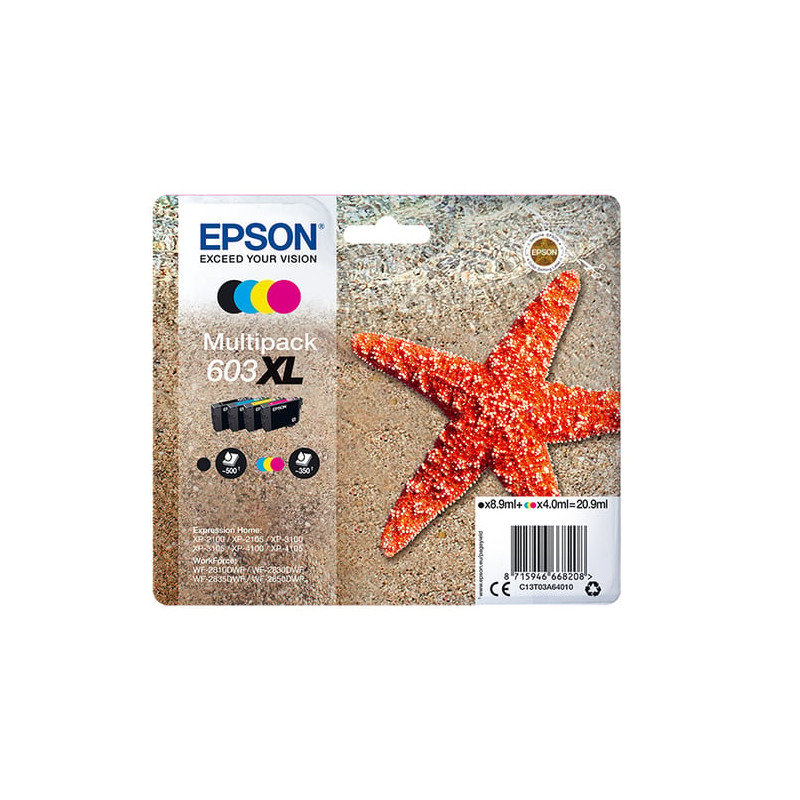 Cartuccia epson multipack 603xl 1x8,9ml+3x4ml nero+ciano/magenta/giallo