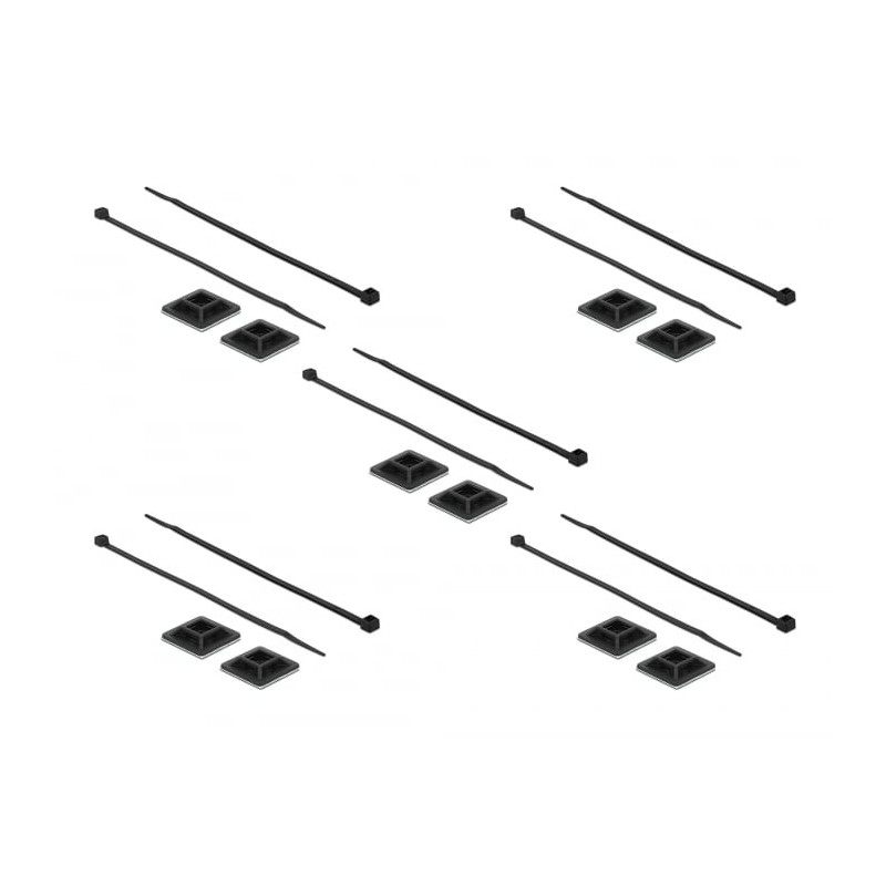 Fascette fermacavi delock l300x4.8+sockel 25x25 nero [18831]