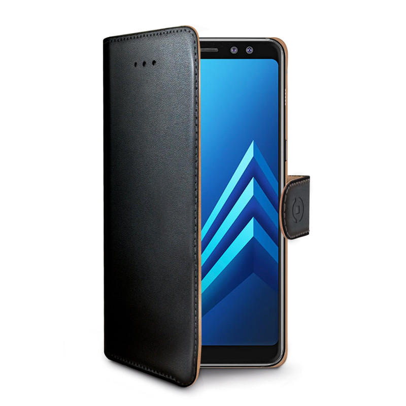 Custodia per telefono celly galaxy a8 plus 2018 nero [wally707]