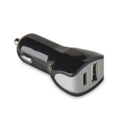 Alimentatore da auto celly 2 porte usb/usb-c nero [cctypecusbbk]