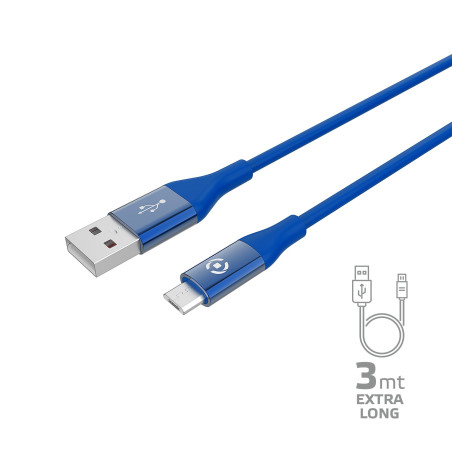 Cavo usb celly micro 3m blu [usbmicrocol3mbl]
