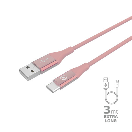 Cavo usb celly usb-c 3 m rosa [usbtypeccol3mpk]