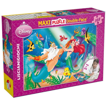 Puzzle lisciani maxi double face disney la sirenetta 70x50 pezzi
