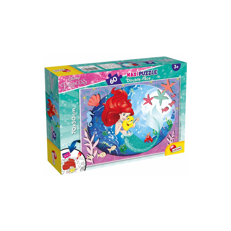 Puzzle lisciani maxi double face disney la sirenetta flounder e sebastian