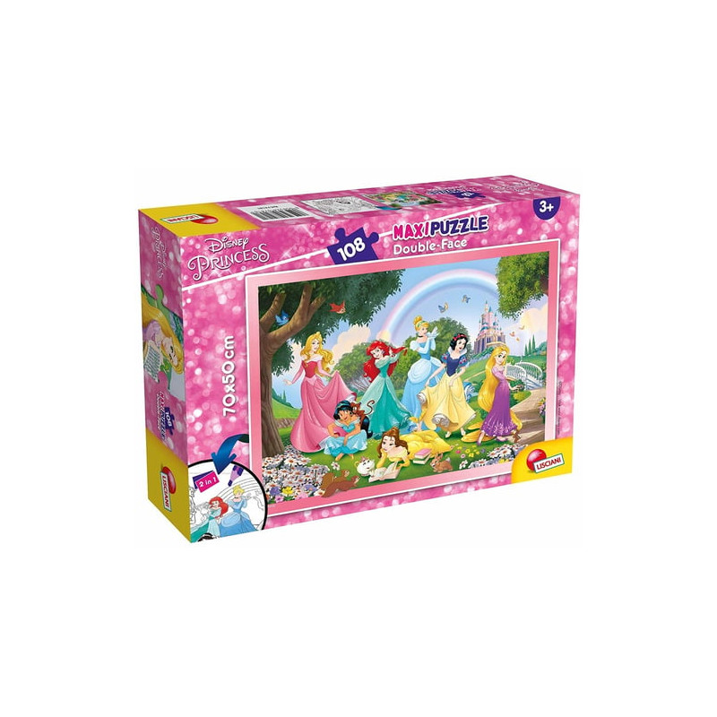 Puzzle lisciani maxi double face disney princess 70x50 pezzi 108