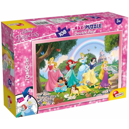 Puzzle lisciani maxi double face disney princess 70x50 pezzi 108